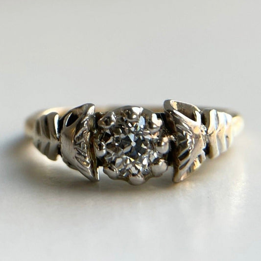 .35 ct Old European Cut Two Tone Vintage Diamond Ring
