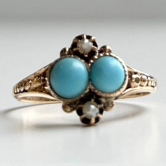 Antique Turquoise & Pearl Ring
