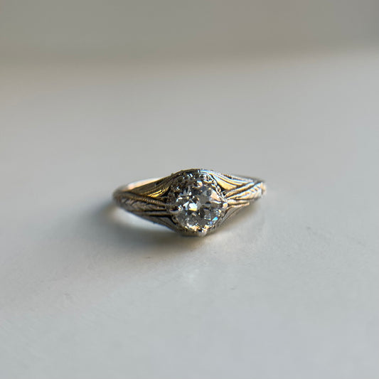 18k White Gold .40 ct Vintage Diamond Engagement Ring