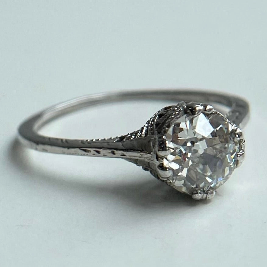 .89 ct Old European Cut Diamond Engagement Ring