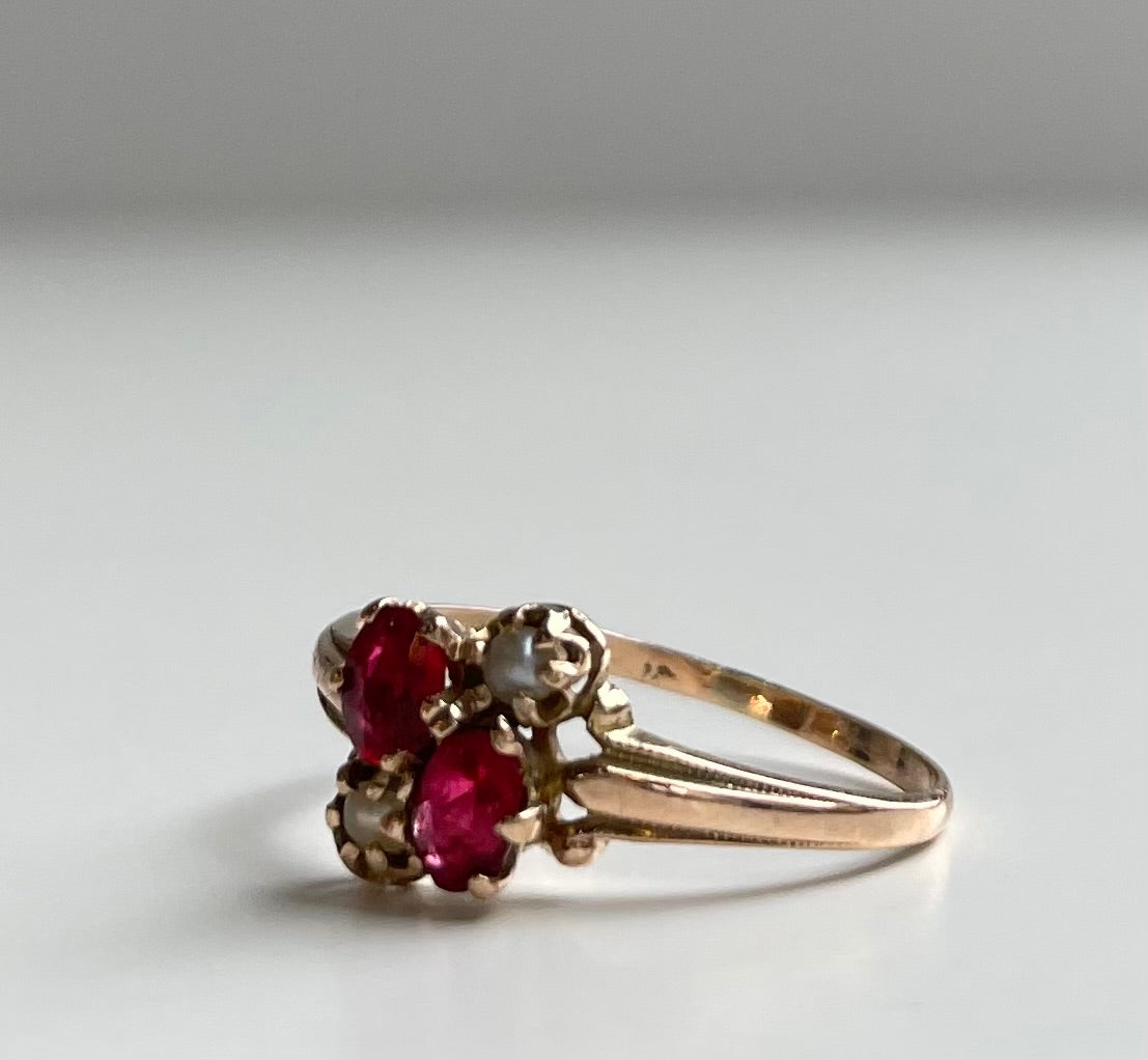 Antique Ruby & Pearl Ring