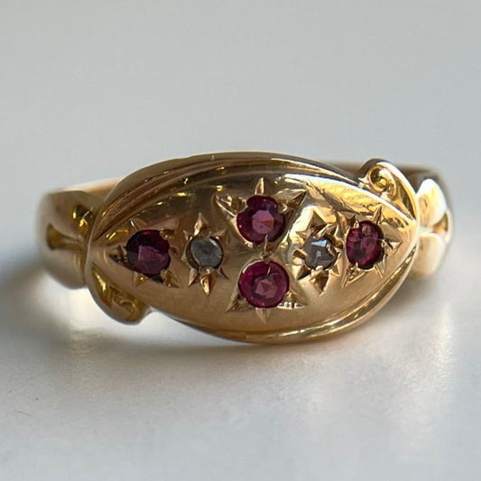 Victorian Ruby & Diamond Gypsy Star Ring