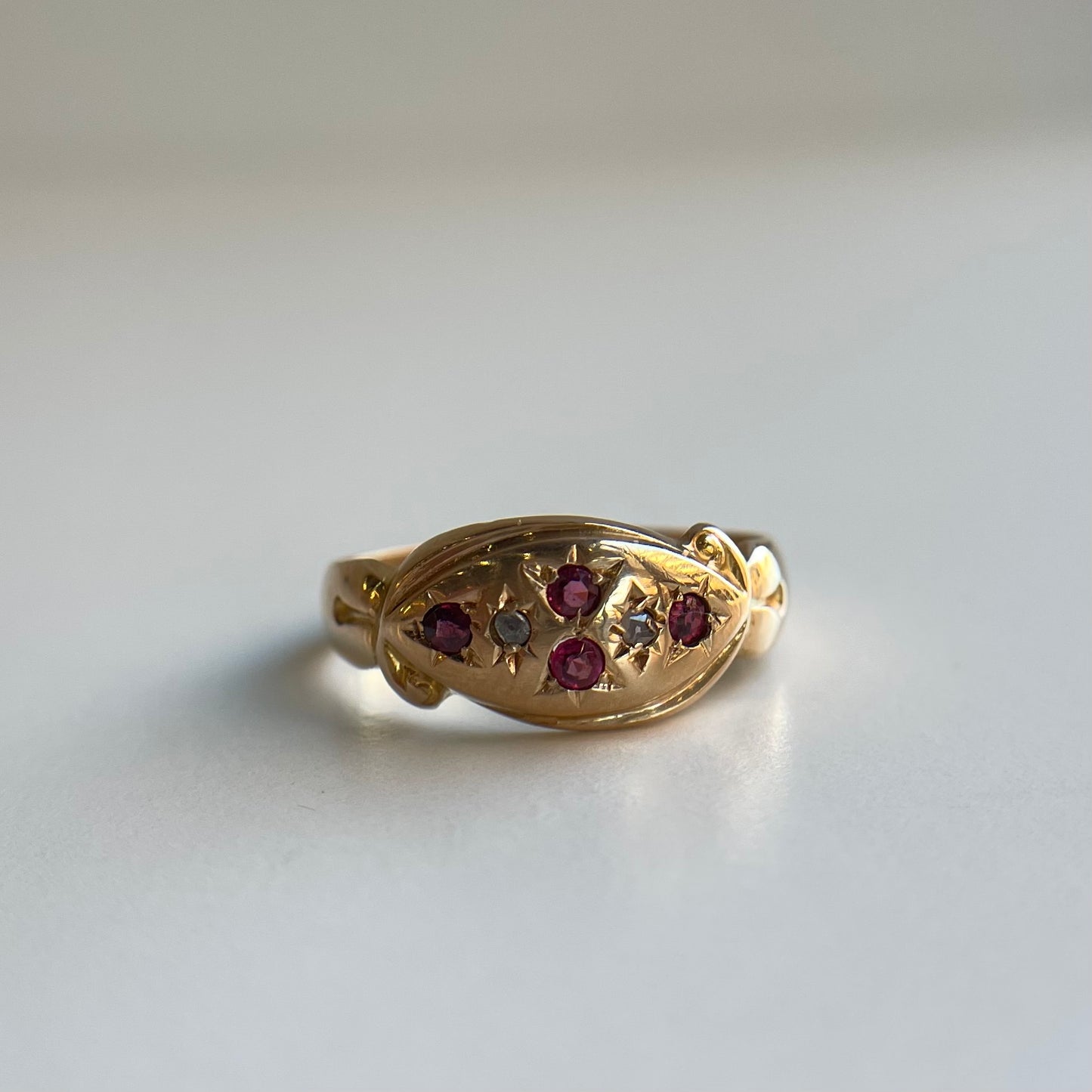 18k Victorian Ruby & Diamond Gypsy Star Ring