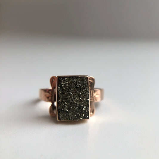 10k Yellow Gold Antique Yellow Gold Pyrite Ring