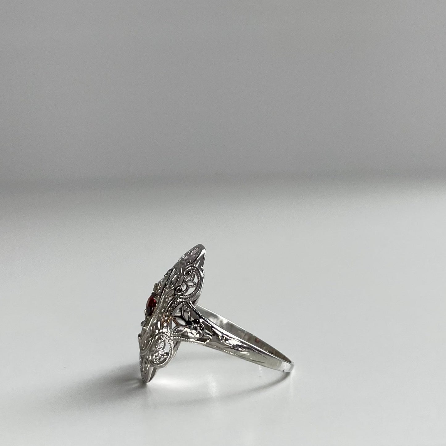 14k Vintage Art Nouveau Ruby and Diamond Ring